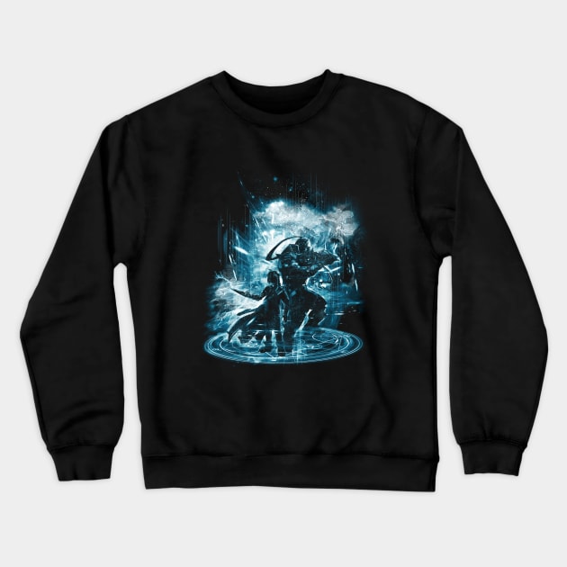 transmutation storm - blue Crewneck Sweatshirt by kharmazero